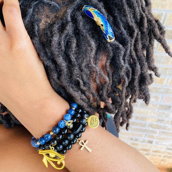 Eye of Horus * Golden Obsidian Beads - Picture 2 of 2